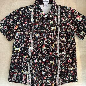 Blue Quail.  Dark Otomi Boys Guayabera.  Size 5